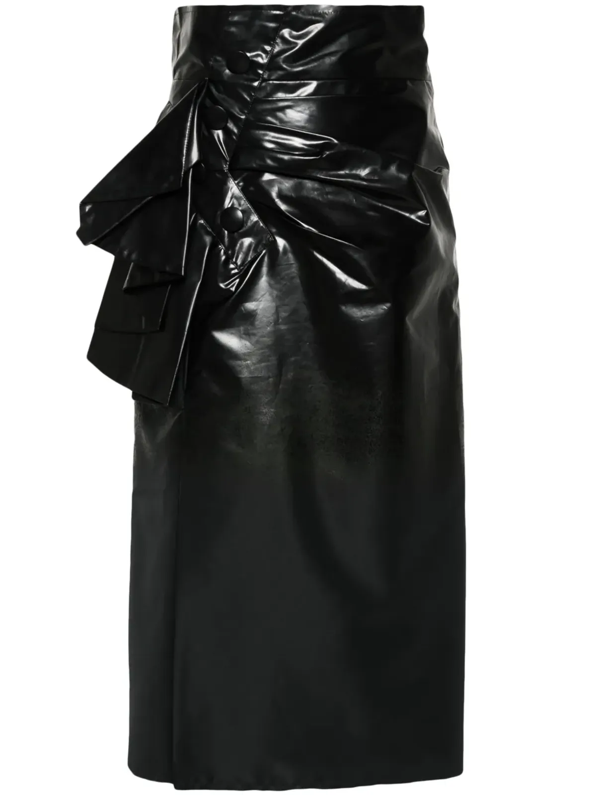 Maison Margiela コーティング加工ミディスカート - ブラック - 画像1