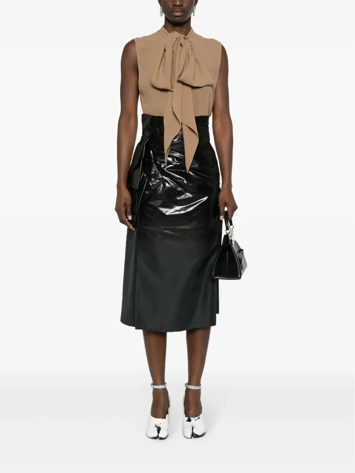 Maison Margiela コーティング加工ミディスカート - ブラック - 画像2