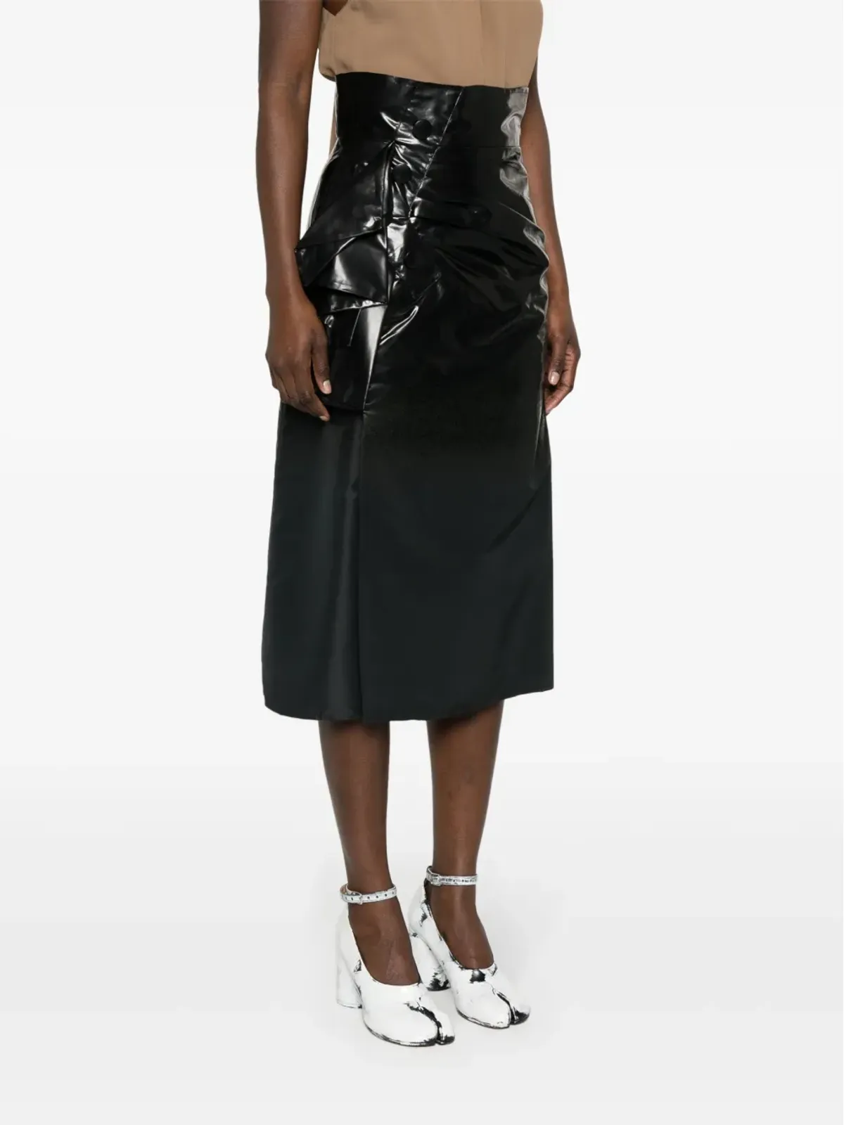Maison Margiela コーティング加工ミディスカート - ブラック - 画像3