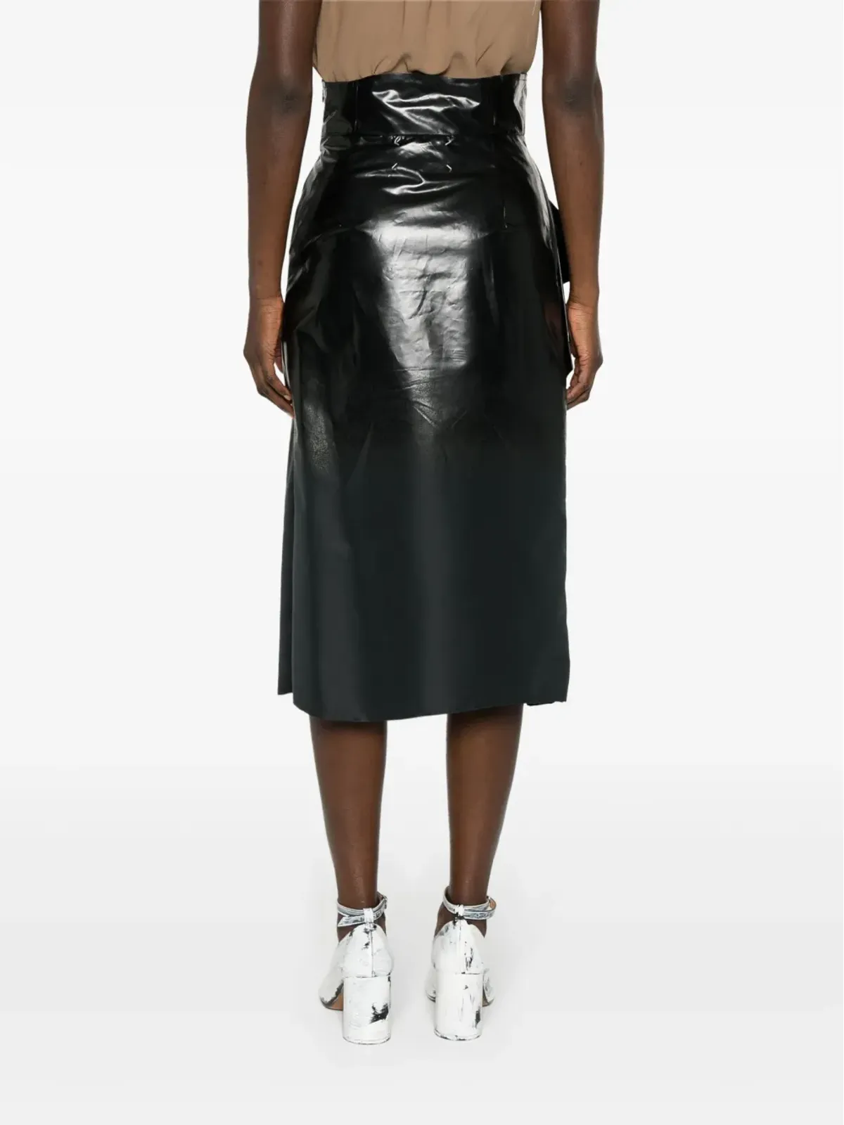 Maison Margiela コーティング加工ミディスカート - ブラック - 画像4