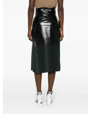 Maison Margiela コーティング加工ミディスカート - ブラック - サムネイル4