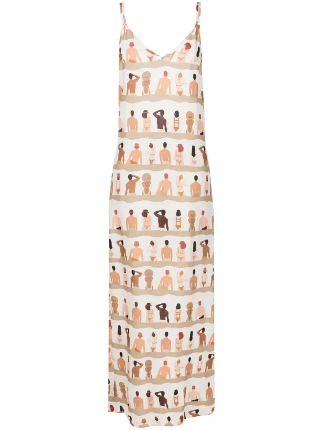 Amir Slama Amir Slama グラフィックプリント Vネック マキシドレスの商品画像