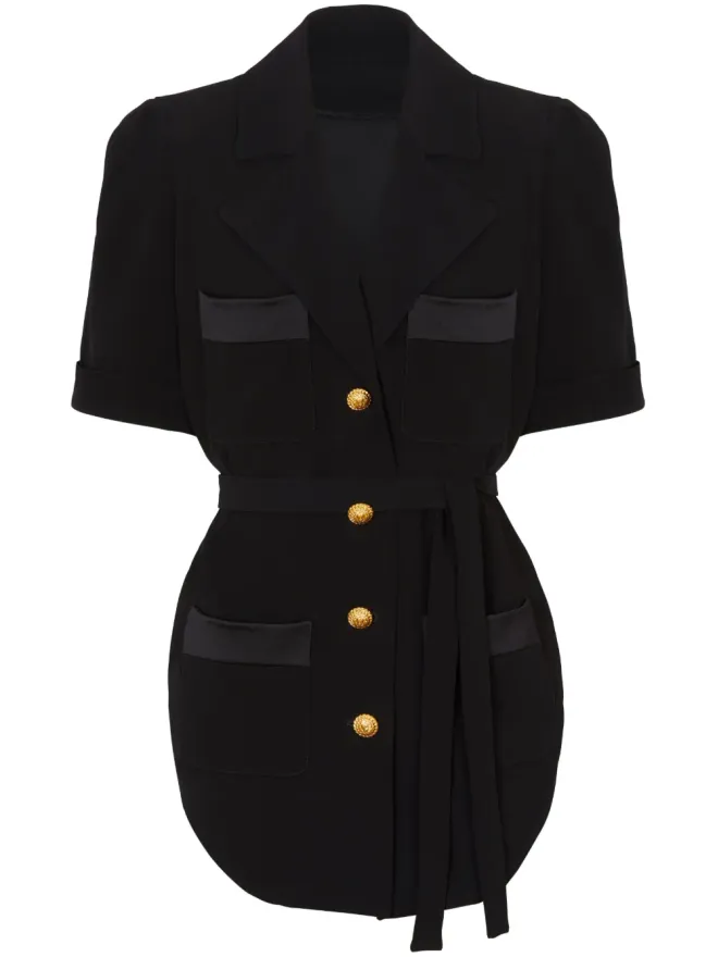 BALMAIN Balmain ベルテッド クリープ半袖シャツ ブラックの商品画像