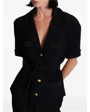 Balmain ベルテッド クリープ半袖シャツ ブラック - サムネイル5