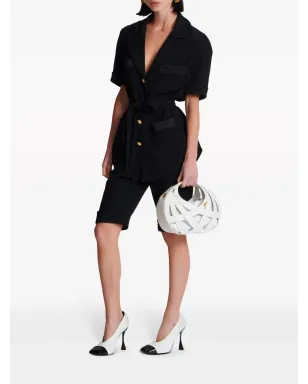 Balmain ベルテッド クリープ半袖シャツ ブラック - サムネイル2