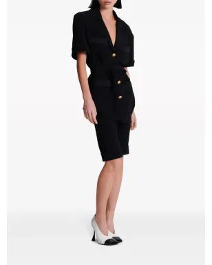 Balmain ベルテッド クリープ半袖シャツ ブラック - サムネイル3