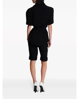 Balmain ベルテッド クリープ半袖シャツ ブラック - サムネイル4