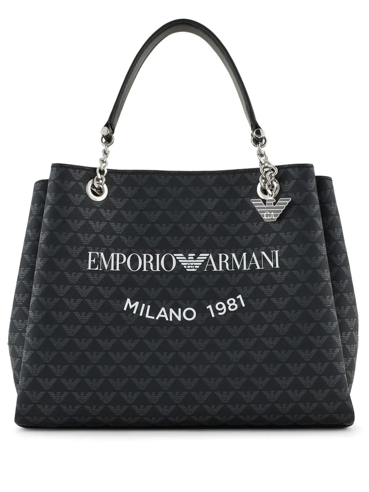 Emporio Armani Milano 1981 ロゴプリント トートバッグ ブラック - 画像1