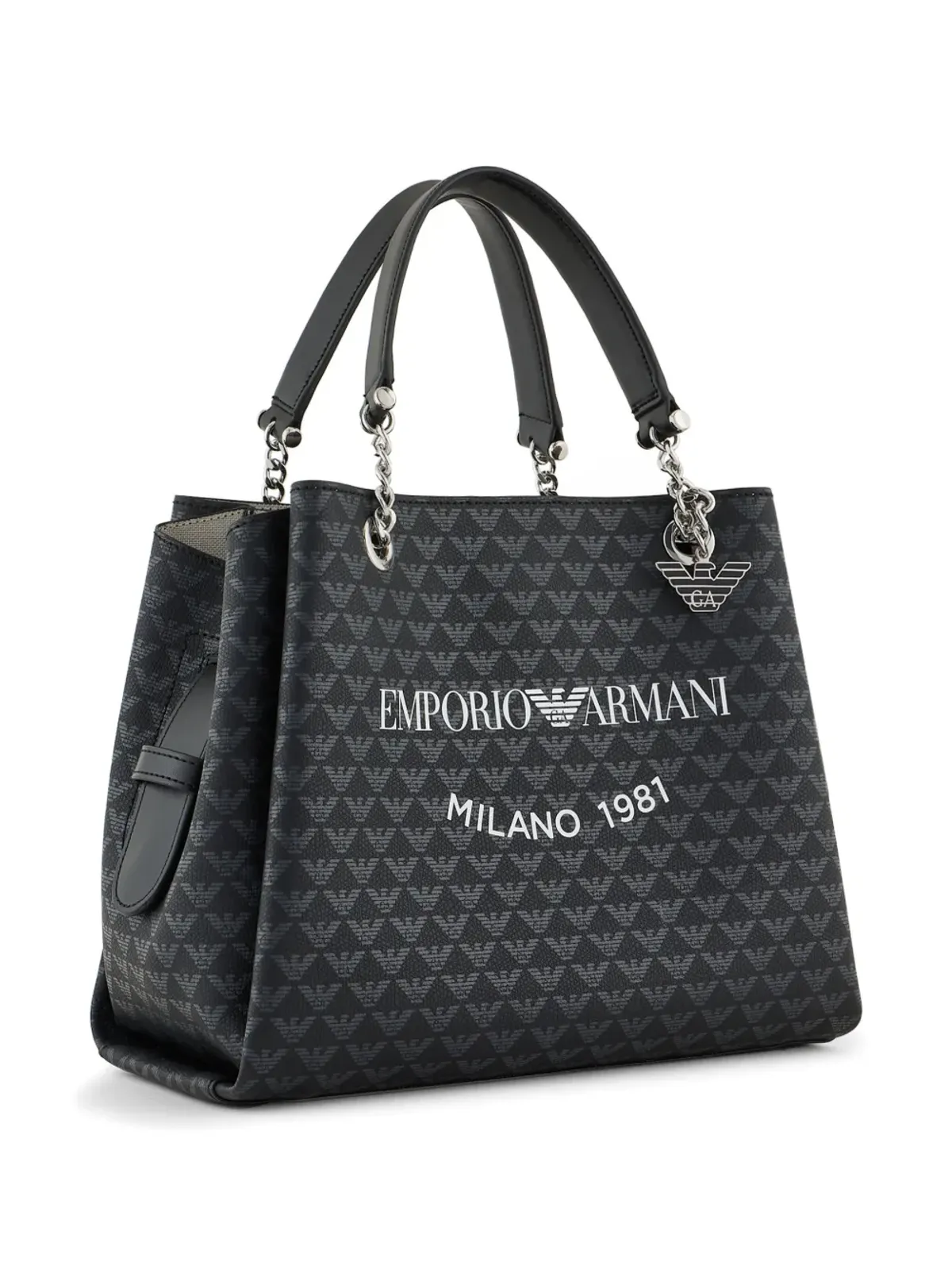 Emporio Armani Milano 1981 ロゴプリント トートバッグ ブラック - 画像3