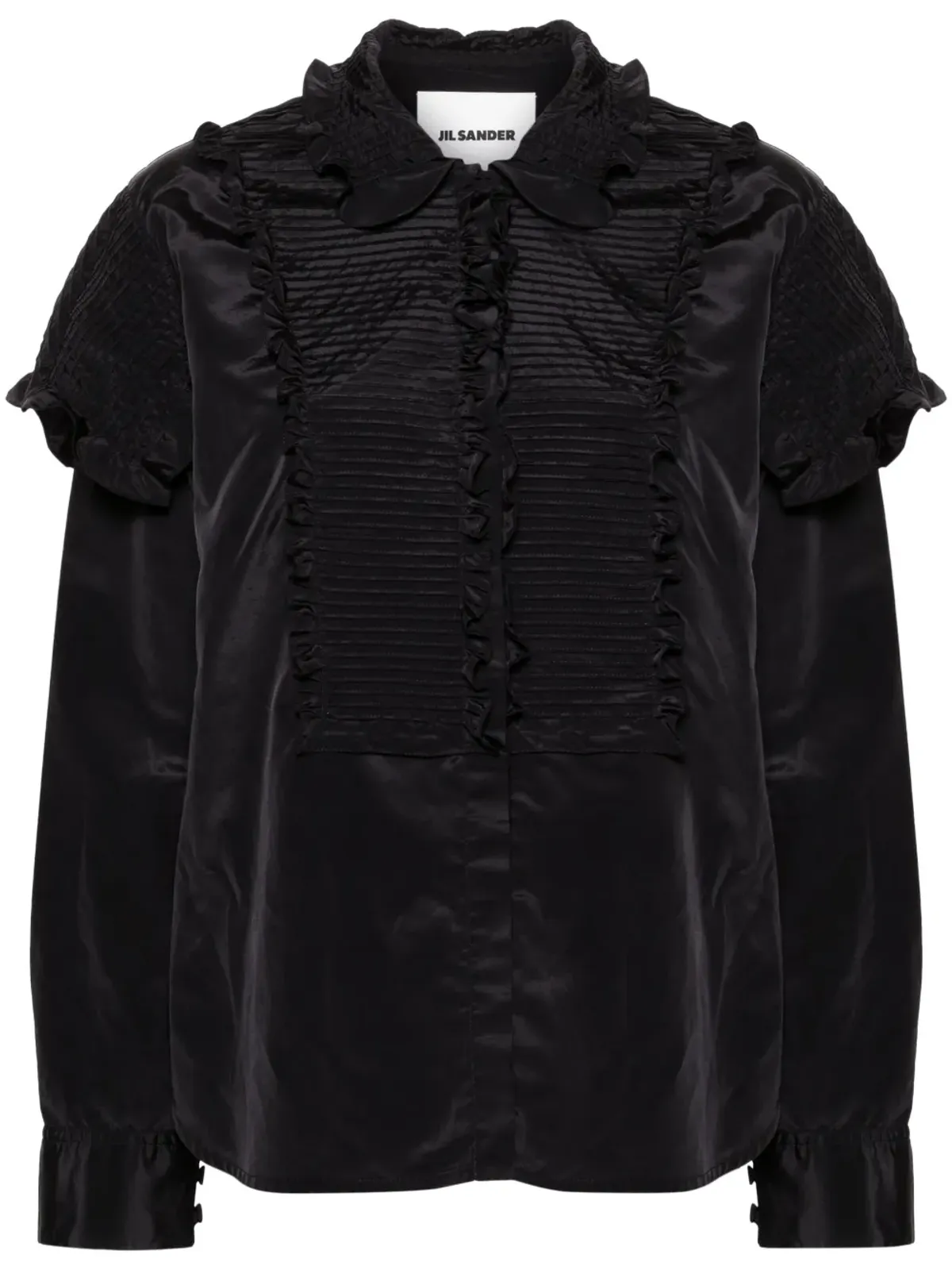 Jil Sander ラッフル付きボタンアップ ブラウス - ブラック - 画像1