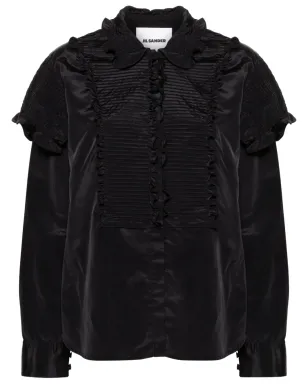 Jil Sander ラッフル付きボタンアップ ブラウス - ブラック - サムネイル1