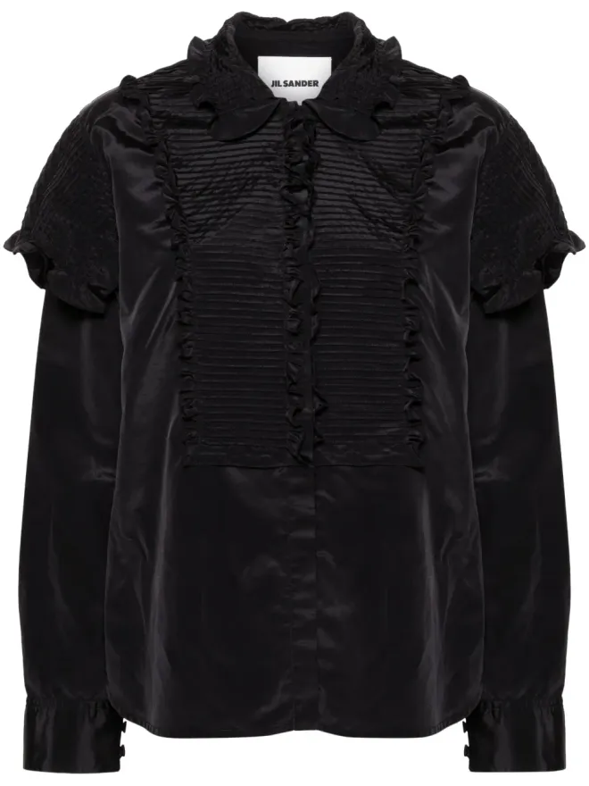 Jil Sander Jil Sander ラッフル付きボタンアップ ブラウス - ブラックの商品画像