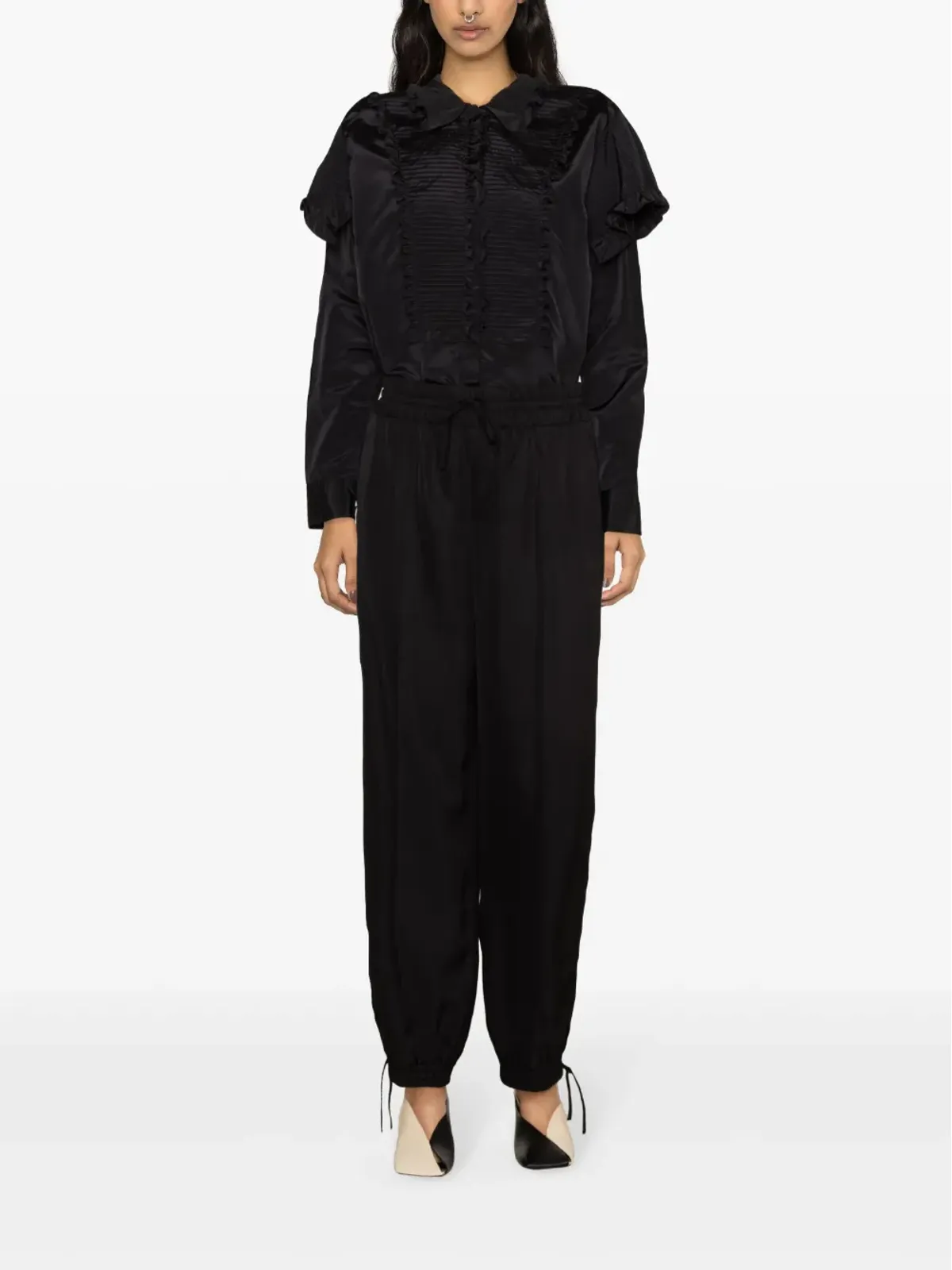 Jil Sander ラッフル付きボタンアップ ブラウス - ブラック - 画像2