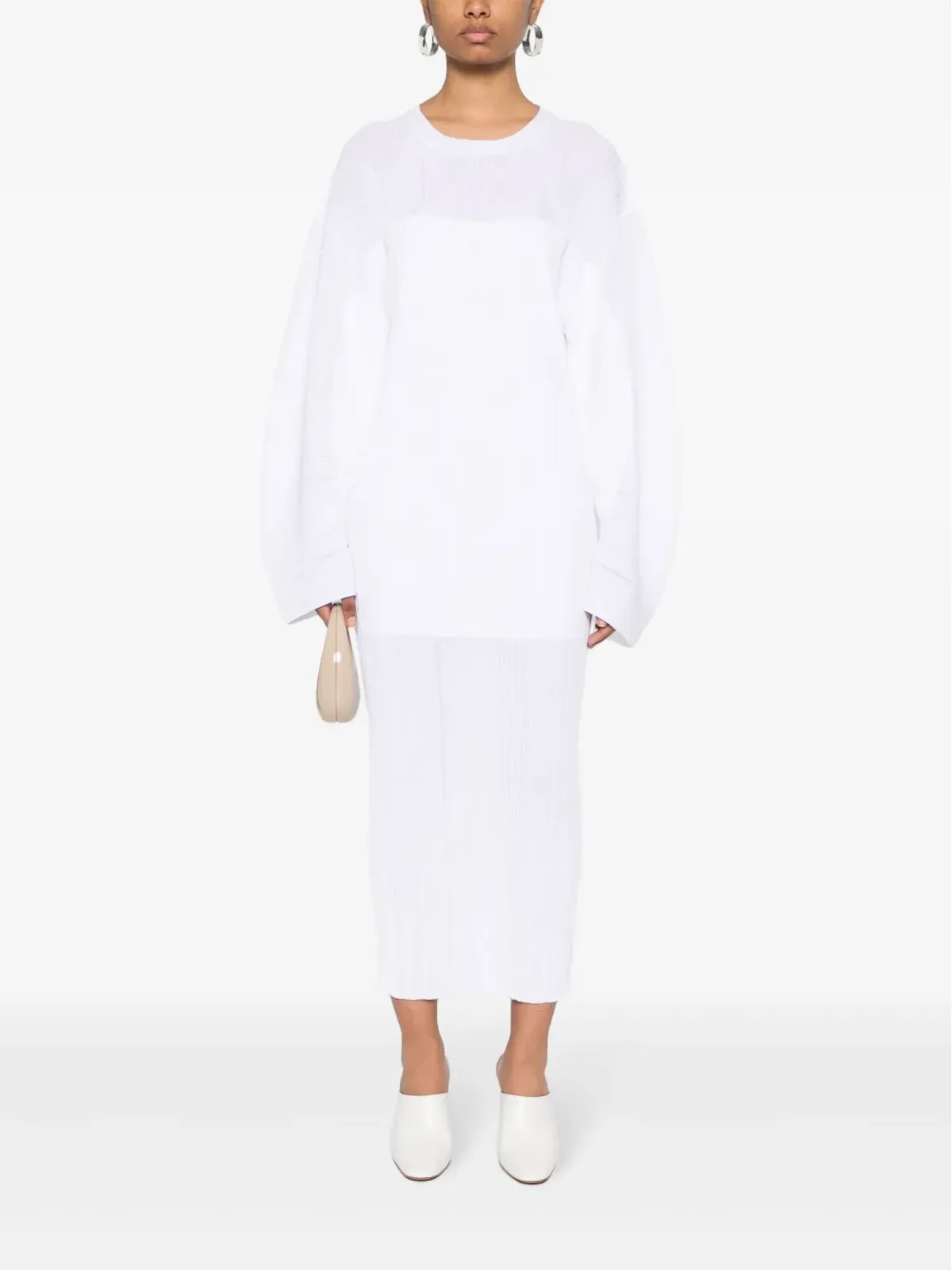 Stella McCartney プリッセ細編みニットミディドレス - ホワイト - 画像2