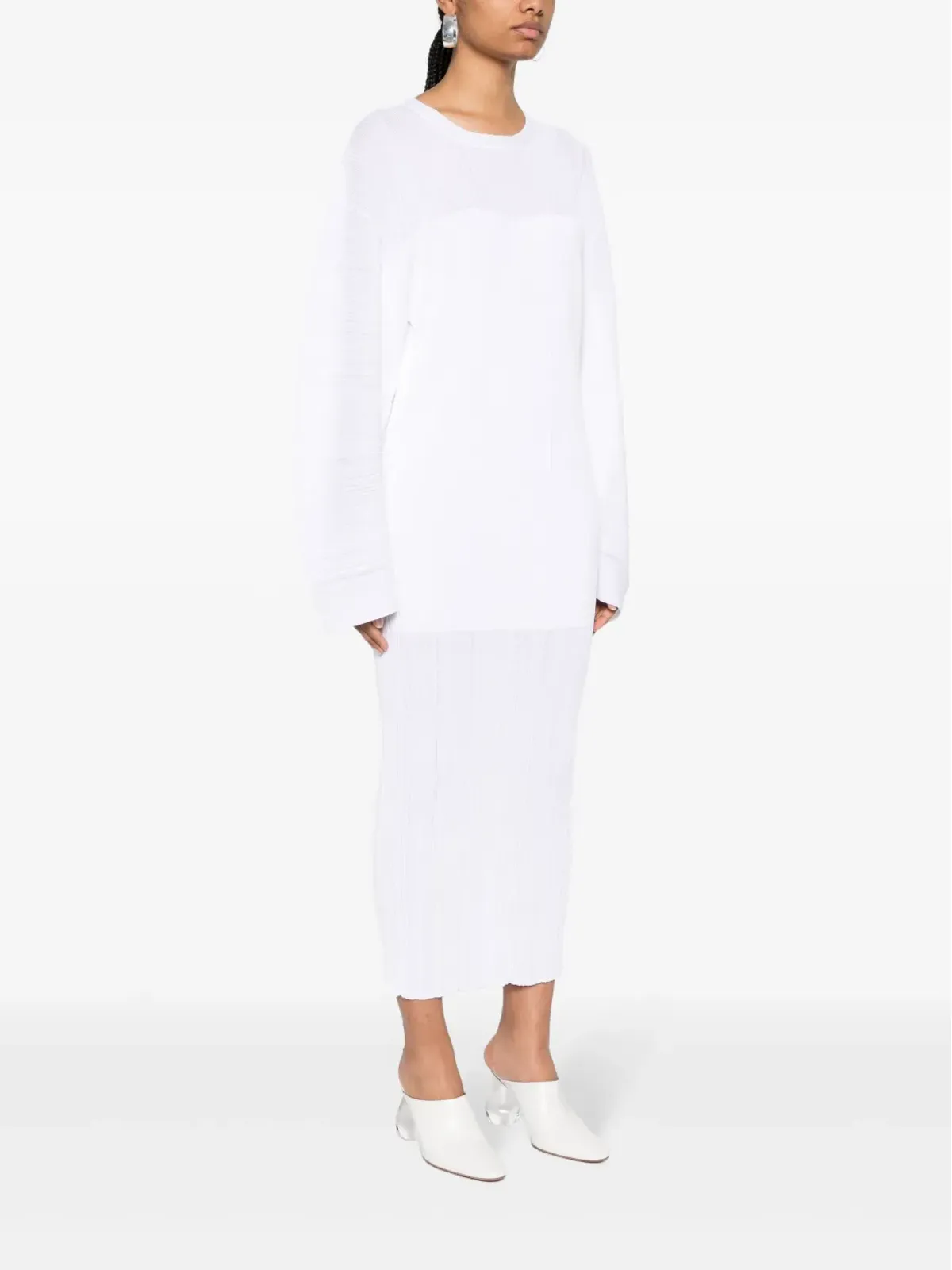 Stella McCartney プリッセ細編みニットミディドレス - ホワイト - 画像3