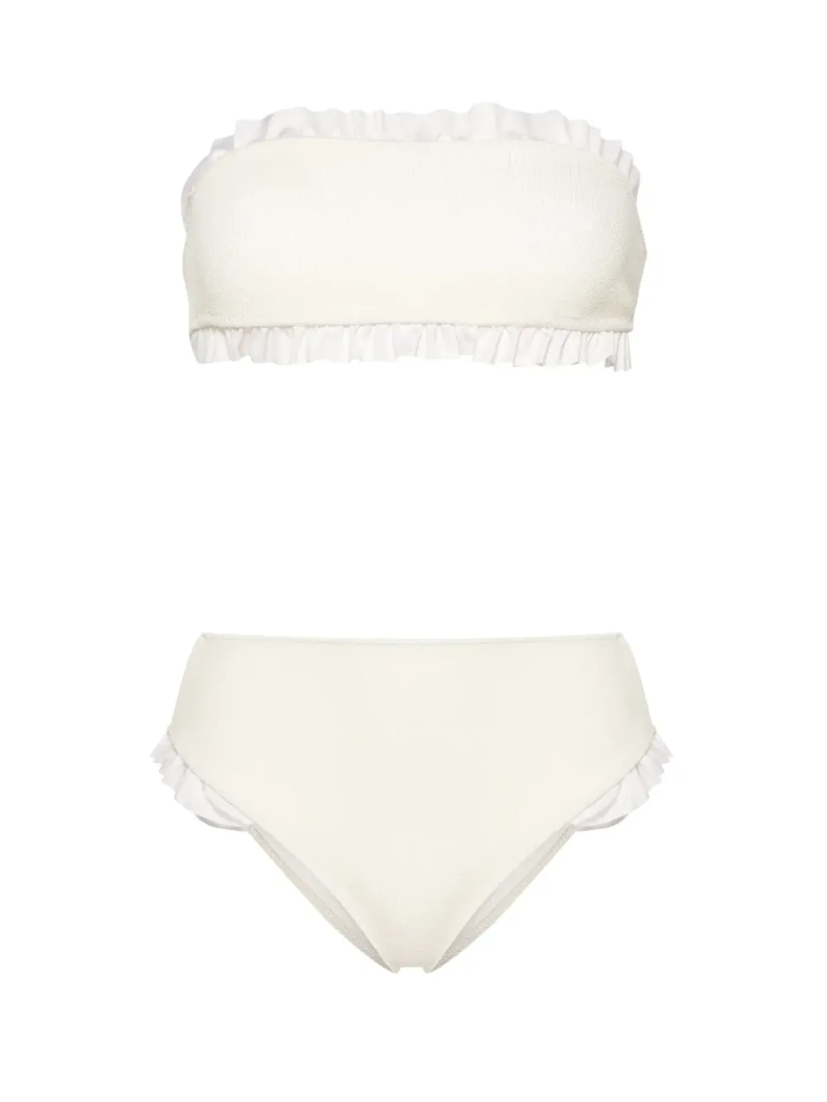 PARAMIDONNA Kylie ruffled-trim bandeau bikini - Neutrals - 画像1