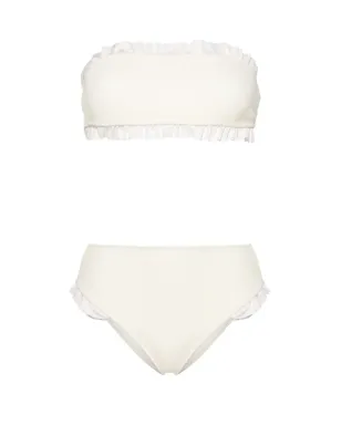 PARAMIDONNA Kylie ruffled-trim bandeau bikini - Neutrals - サムネイル1