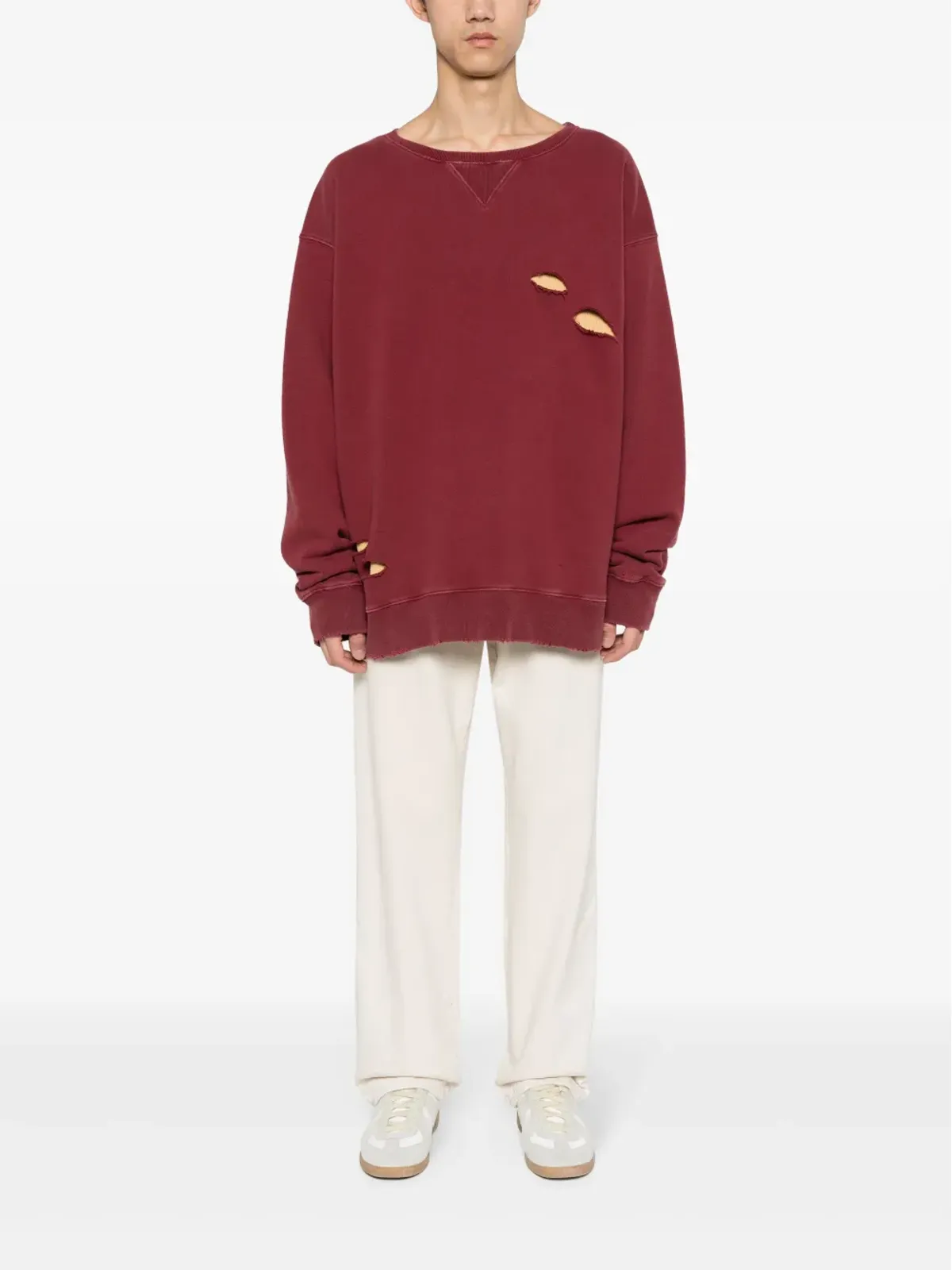 Maison Margiela ダメージ加工のレイヤードコットン スウェットシャツ - 画像2