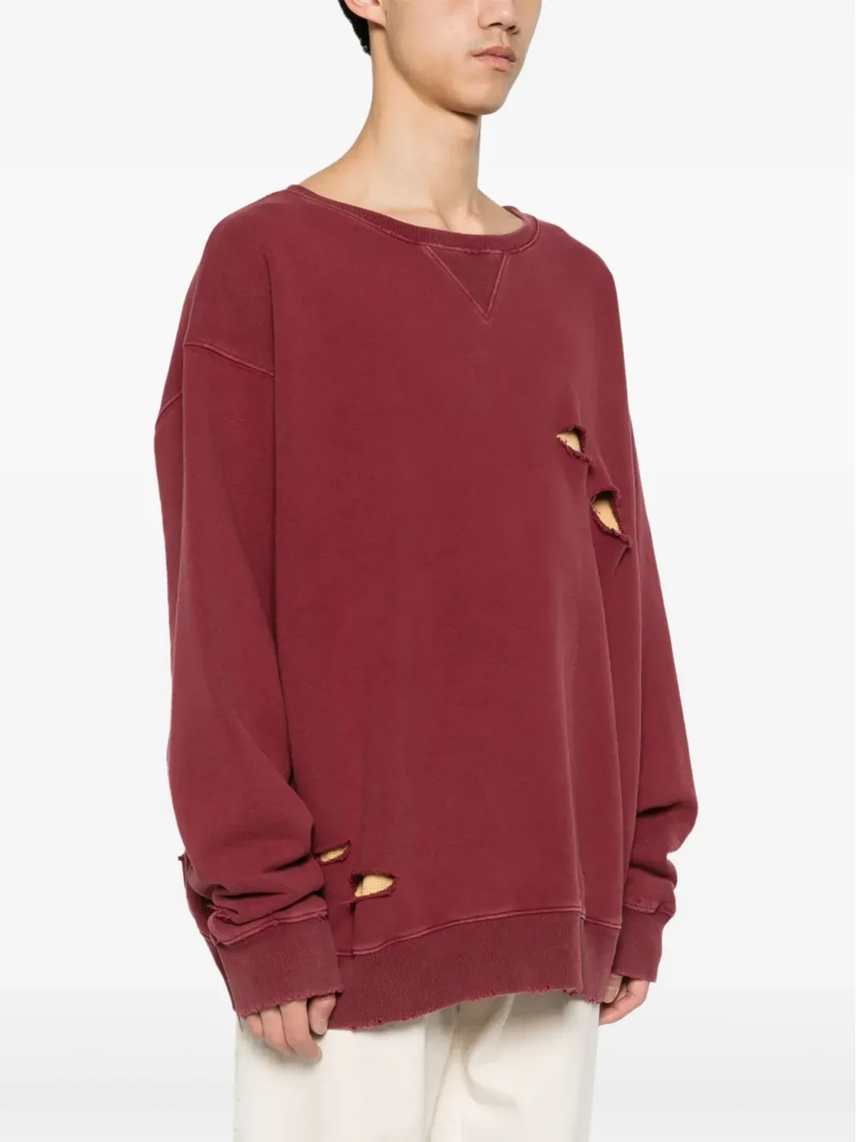 Maison Margiela ダメージ加工のレイヤードコットン スウェットシャツ - 画像3