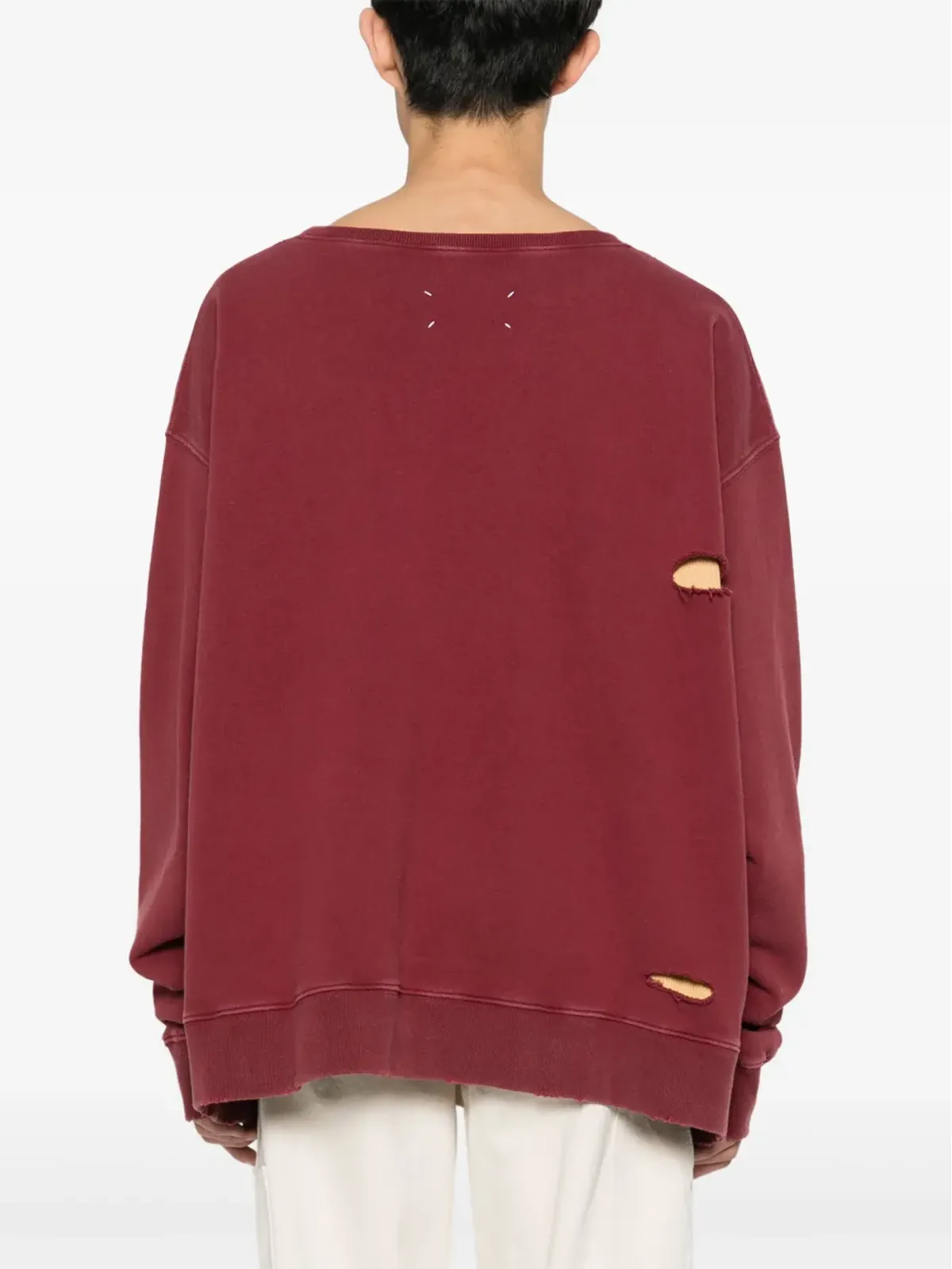 Maison Margiela ダメージ加工のレイヤードコットン スウェットシャツ - 画像4