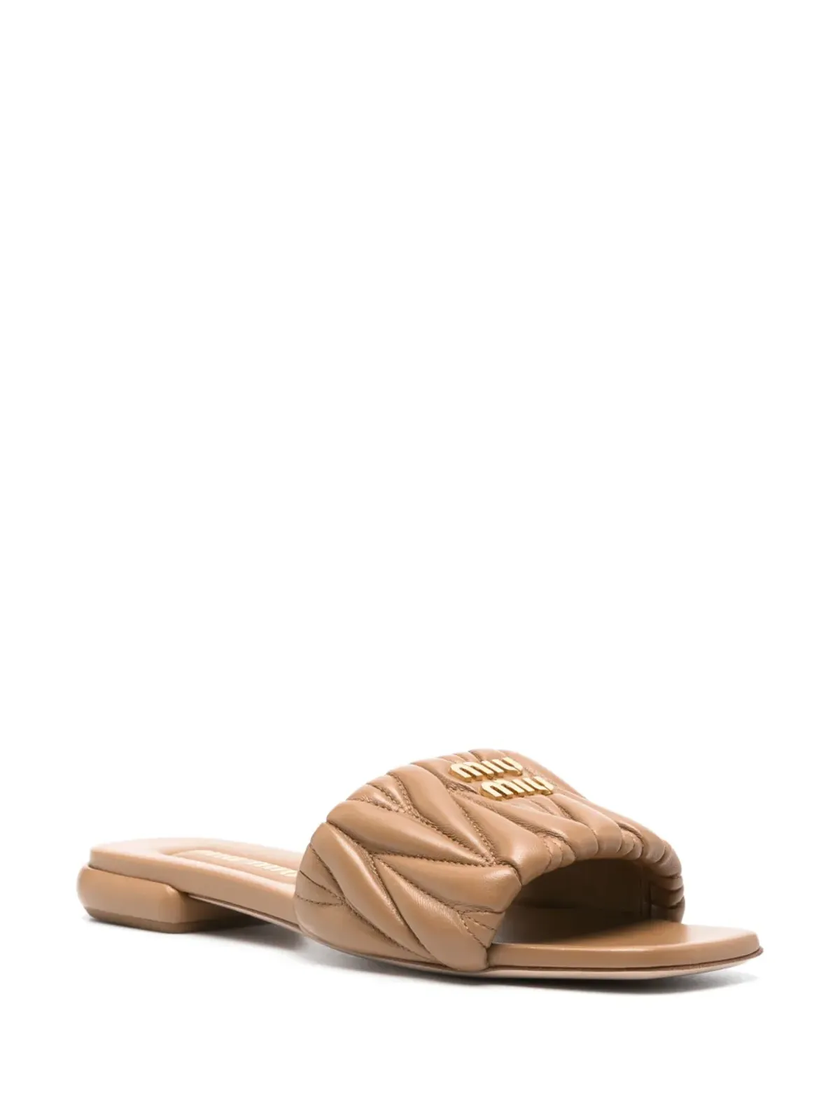 Miu Miu 10mm ロゴ入り マテラッセ スライド - Brown - 画像2