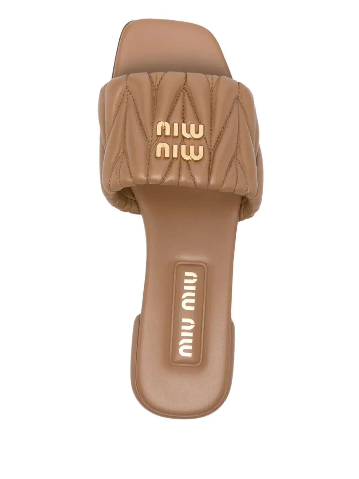 Miu Miu 10mm ロゴ入り マテラッセ スライド - Brown - 画像4