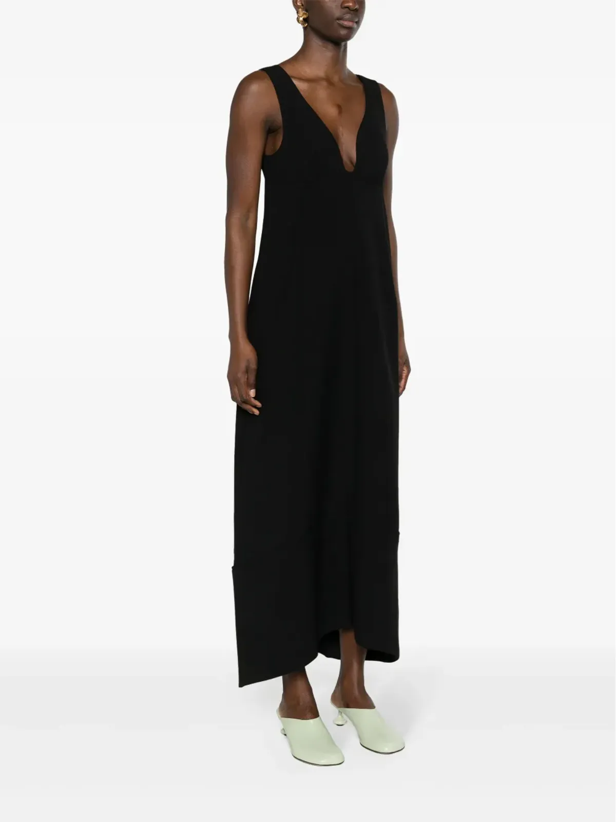 Jil Sander Uネック ウール マキシドレス - ブラック - 画像3