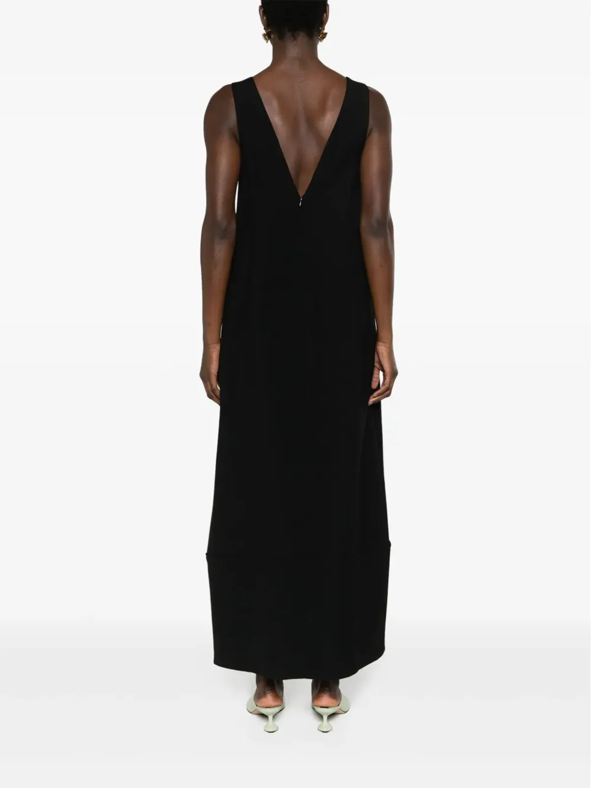 Jil Sander Uネック ウール マキシドレス - ブラック - 画像4