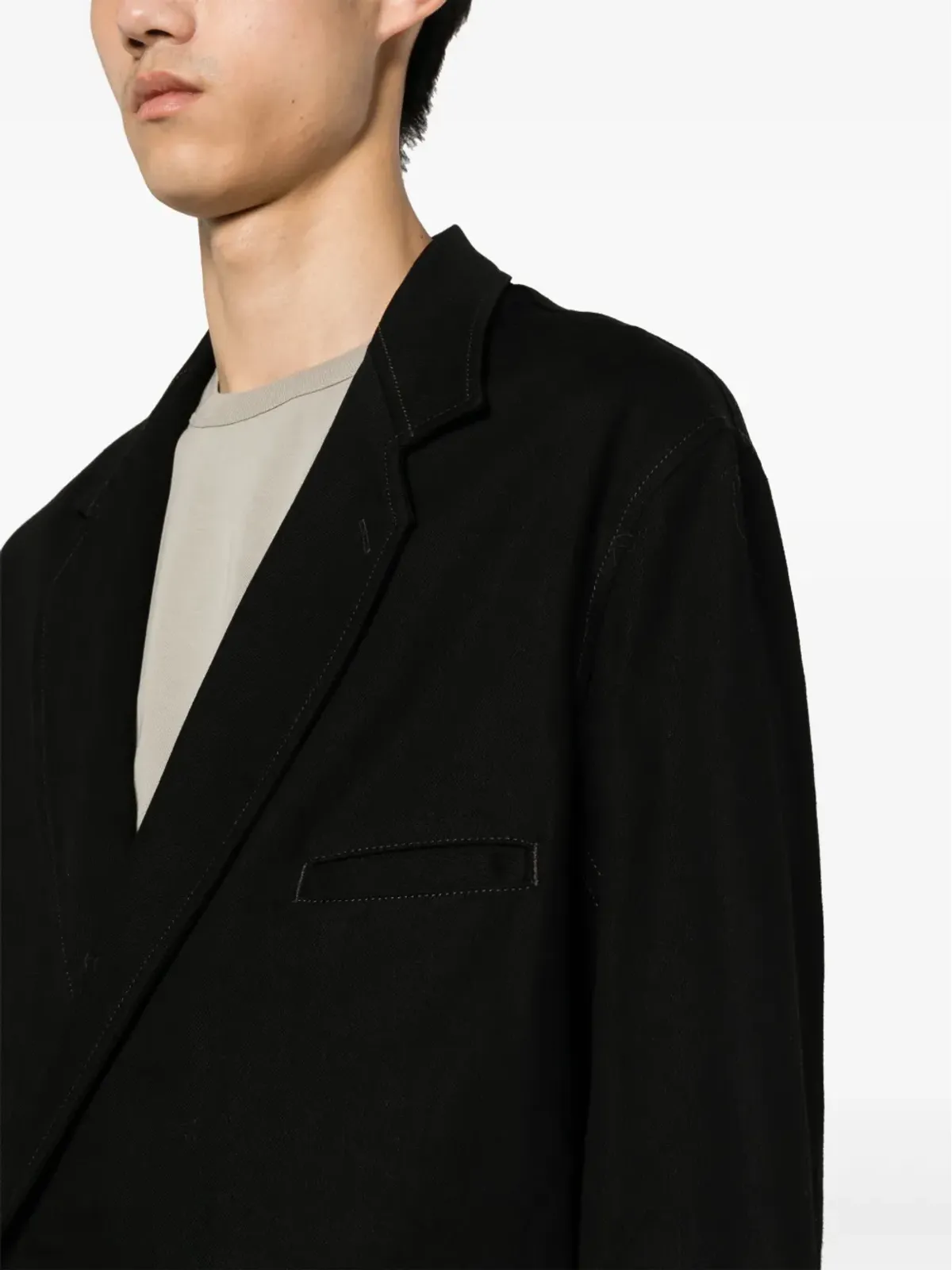 LEMAIRE シングルブレスト コットンツイル ブレザー ブラック - 画像5