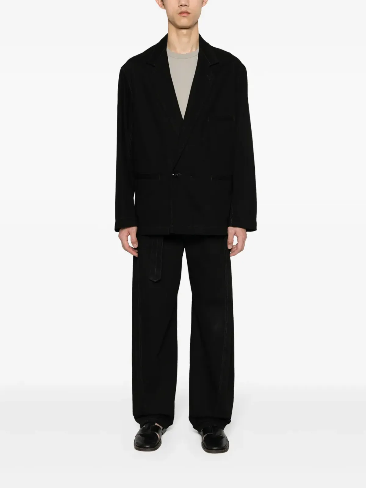 LEMAIRE シングルブレスト コットンツイル ブレザー ブラック - 画像2