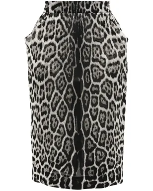 Saint Laurent レオパード柄シルクスカート - ブラック - サムネイル1