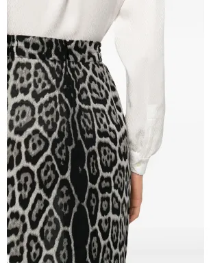 Saint Laurent レオパード柄シルクスカート - ブラック - サムネイル5