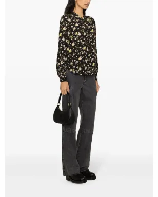 Zadig&Voltaire フローラルプリント クレープ ブラウス（ブラック） - サムネイル3