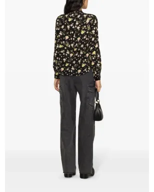 Zadig&Voltaire フローラルプリント クレープ ブラウス（ブラック） - サムネイル4