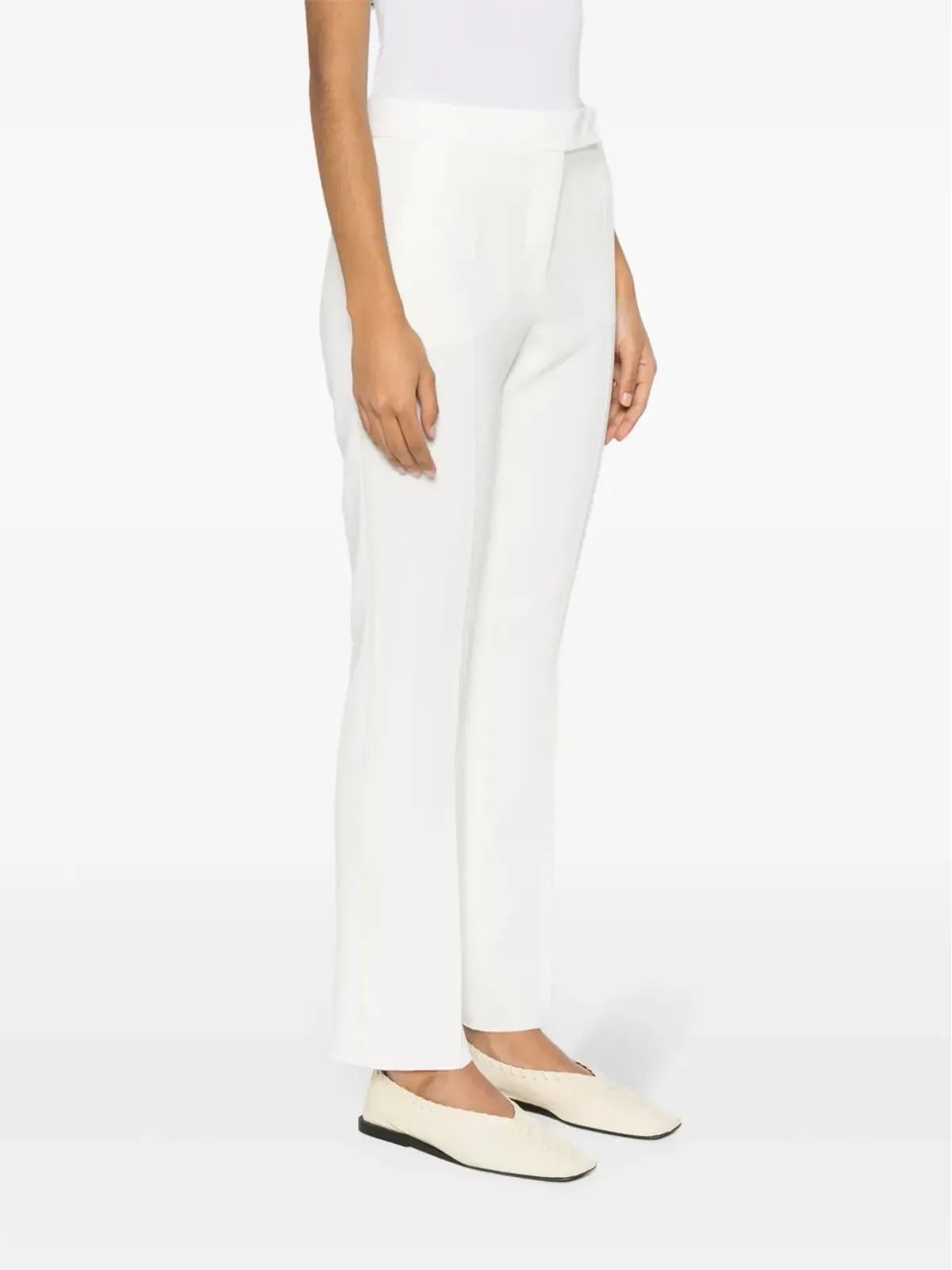 Max Mara プレスドクリースストレートパンツ ホワイト - 画像3