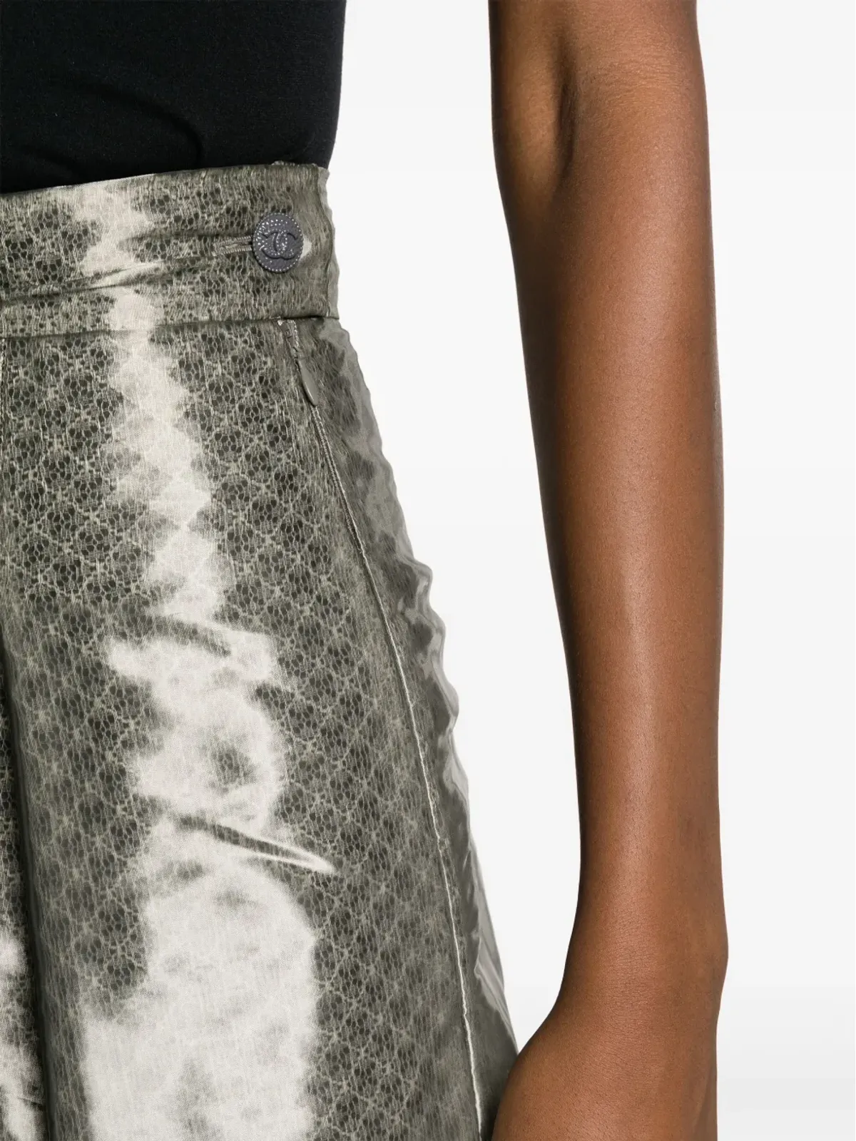 CHANEL ビンテージ 2009年 レーストリム ミニスカート - グレー - 画像5
