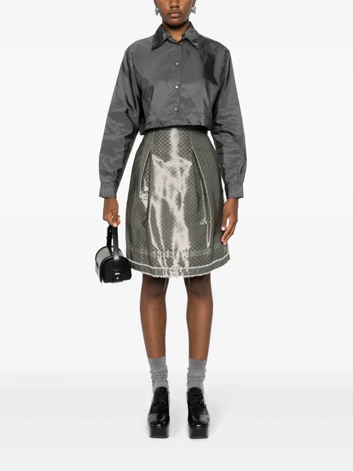 CHANEL ビンテージ 2009年 レーストリム ミニスカート - グレー - 画像2