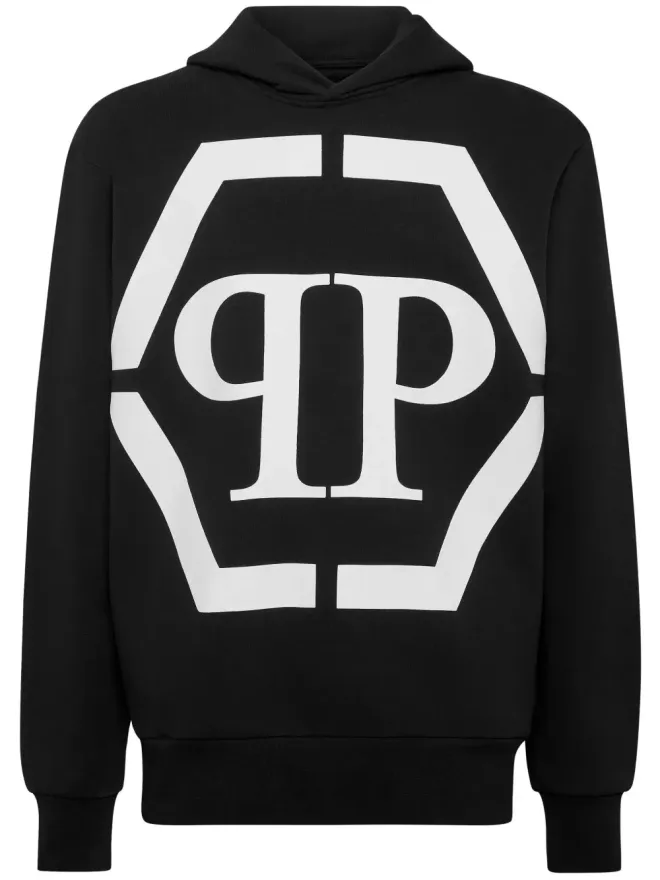 Philipp Plein Philipp Plein ロゴプリント コットン混紡 フーディ - ブラックの商品画像