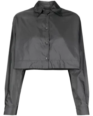 Prada ビンテージ 2000年代 クロップド シフォンシルク シャツ - グレー - サムネイル1