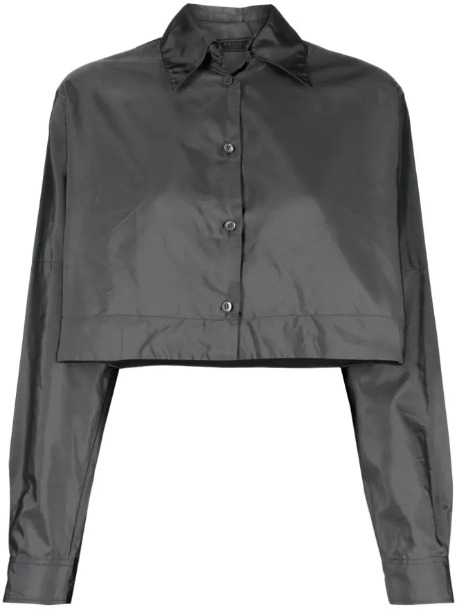 Prada Pre-Owned Prada ビンテージ 2000年代 クロップド シフォンシルク シャツ - グレーの商品画像