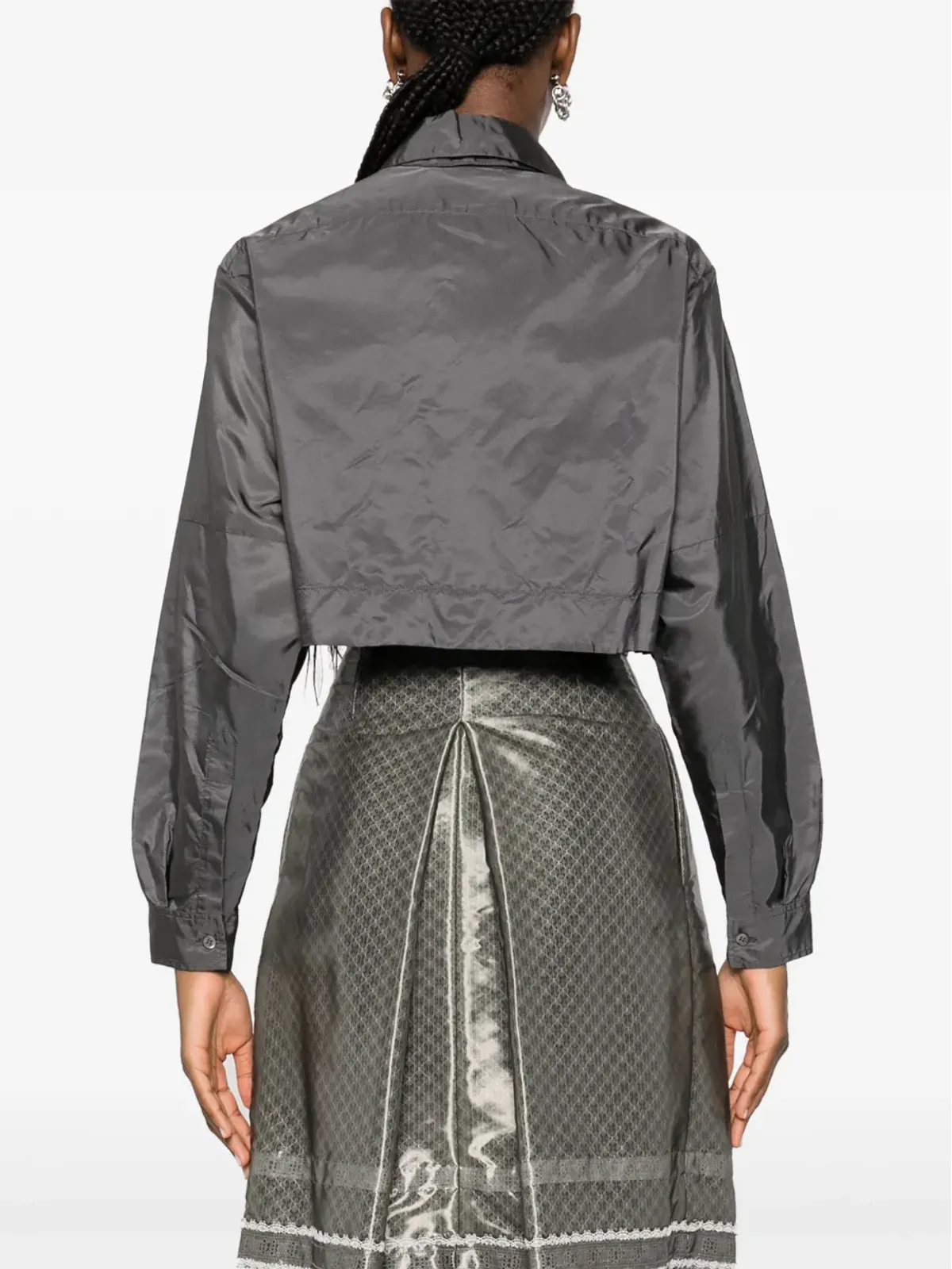 Prada ビンテージ 2000年代 クロップド シフォンシルク シャツ - グレー - 画像4
