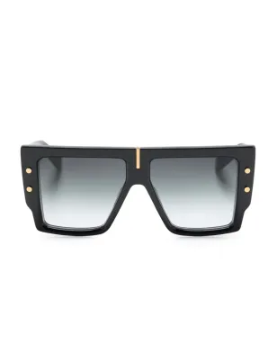 Balmain Eyewear バルマンアイウェア B-Grand レクタングルフレーム グラデーションサングラス - ブラック - サムネイル1