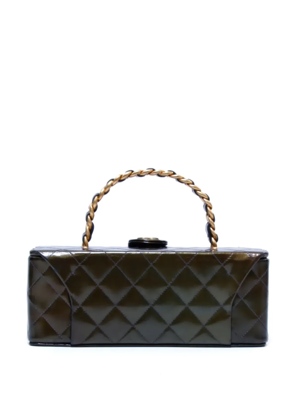 CHANEL ビンテージ ダイヤモンドキルティング バニティケース ブラウン - 画像2