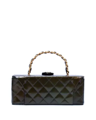CHANEL ビンテージ ダイヤモンドキルティング バニティケース ブラウン - サムネイル2