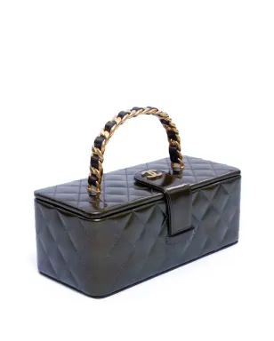 CHANEL ビンテージ ダイヤモンドキルティング バニティケース ブラウン - サムネイル3