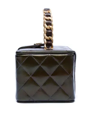 CHANEL ビンテージ ダイヤモンドキルティング バニティケース ブラウン - サムネイル4