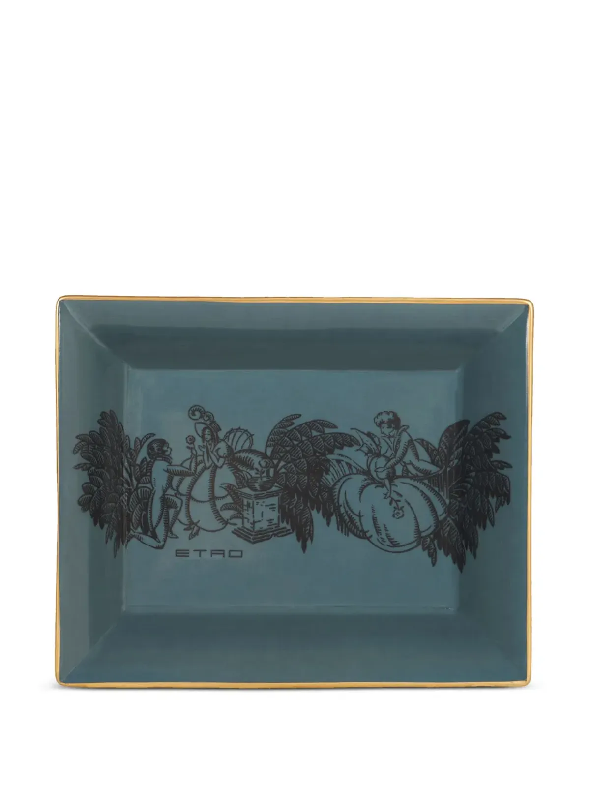 ETRO イラストプリント ポーセリン トレイ（20×16cm）- グリーン - 画像2