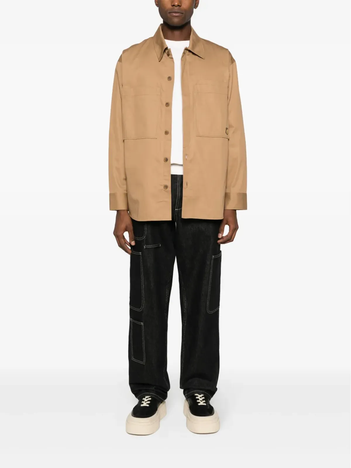 Maison Kitsuné フォックスヘッド ギャバジン オーバーシャツ - 画像2