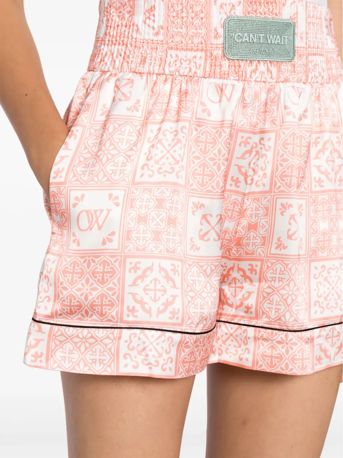 Off-White ロゴアップリケ ハイウエスト ミニショーツ - ピンク - 画像5