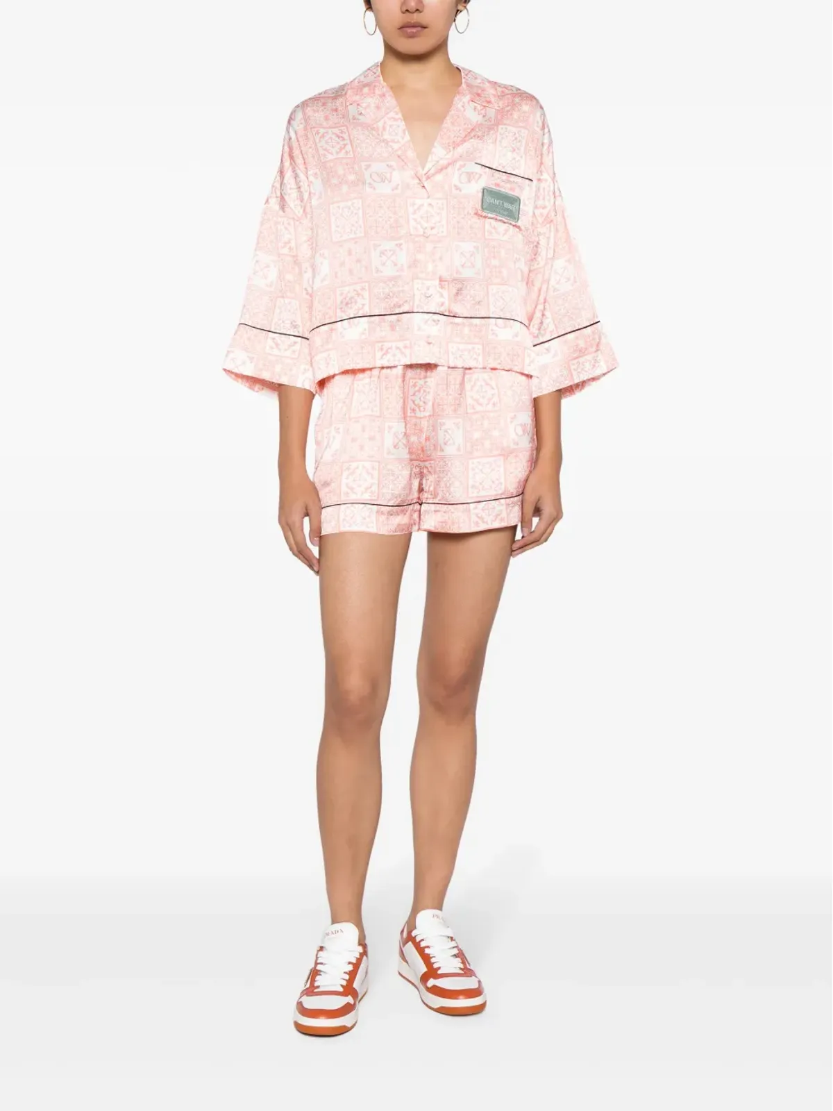 Off-White ロゴアップリケ ハイウエスト ミニショーツ - ピンク - 画像2